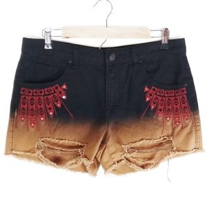 BDG UO Freja Mid Rise Festival Ombre Boho Shorts